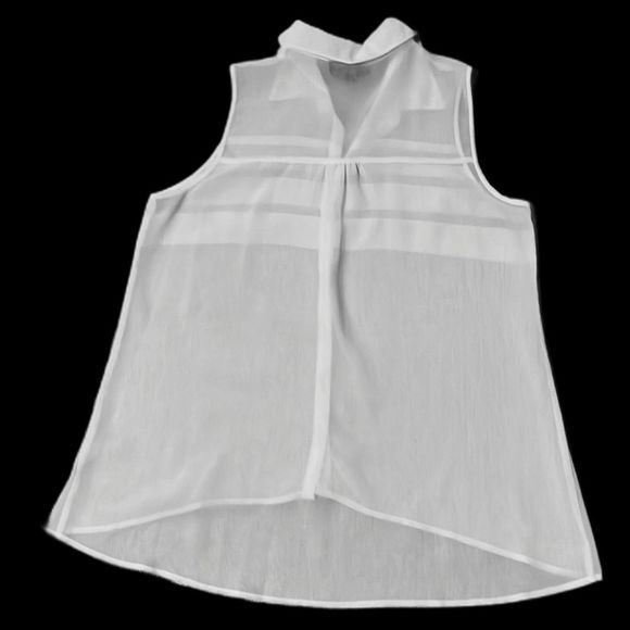New Directions sheer white sleeveless button front top size L EUC - Picture 5 of 15